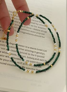 眼观S925银新中式孔雀石项链