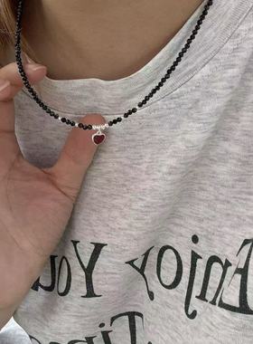 S925银韩版小众设计感红色项链