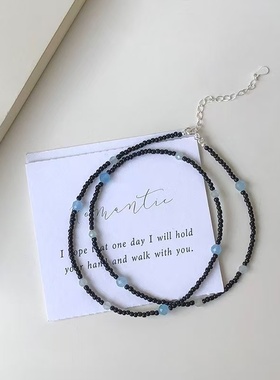 S925银黑色小米珠项链