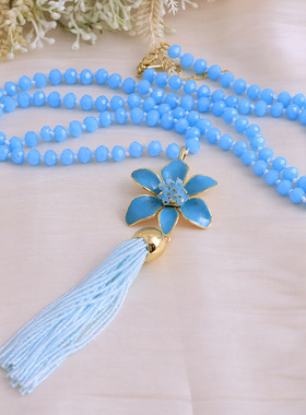 兰花长项链毛衣链女士民族风黄铜