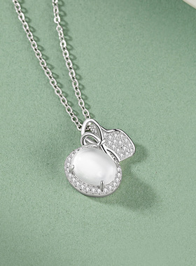 福袋纯银925项链女新中式国潮天然水沫玉锁骨链ins风蝴蝶结吊坠