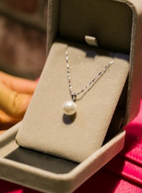 纯银s925项链 珍珠吊坠锁骨链女细银链女士日韩简约银饰品送妈妈