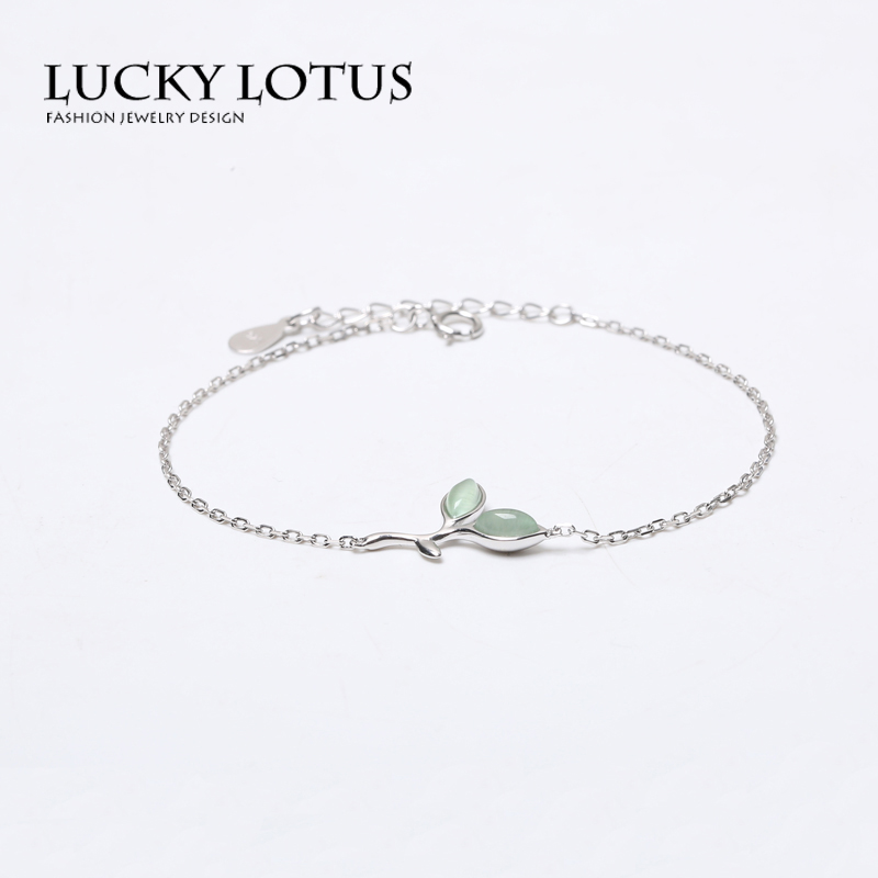 LUCKYLOTUS925纯银项链锁骨链 戒指手镯耳钉韩国森系小清新包邮 - 图2