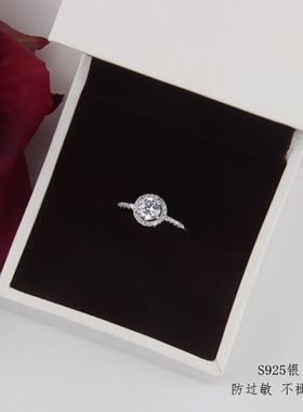 韩国S925纯银鸽子蛋微镶仿真钻戒锆石女一克拉超闪活口莫桑石戒指