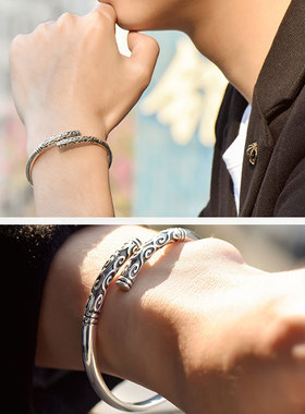 新款紧箍咒手镯男纯银情侣金箍棒一对孙悟空大圣手环女花游记同款