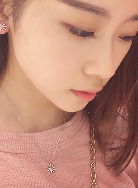 太阳的后裔宋慧乔同款项链女 日韩锁骨太阳花吊坠925纯银简约学生