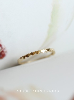 日系镀金光面爱心戒指女时尚个性食指冷淡风小众设计尾戒ins潮