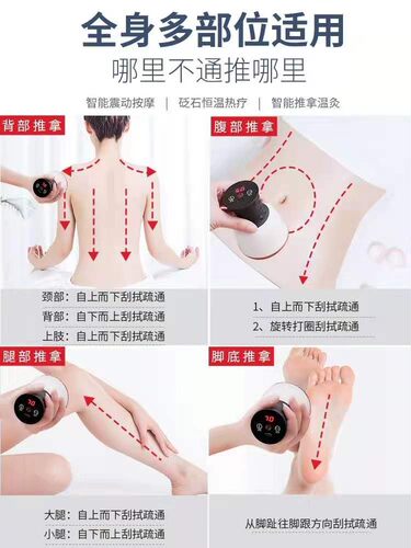 砭石刮痧仪电动加热温灸仪震动按摩器负压吸痧拔罐走罐推拿全身用 - 图2