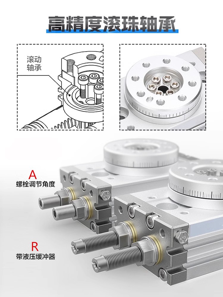 迈斯艾尔MAXAIR摆台气缸ASQB10A/20A/30A/50A/10R/20R/30R H2 H3 - 图2