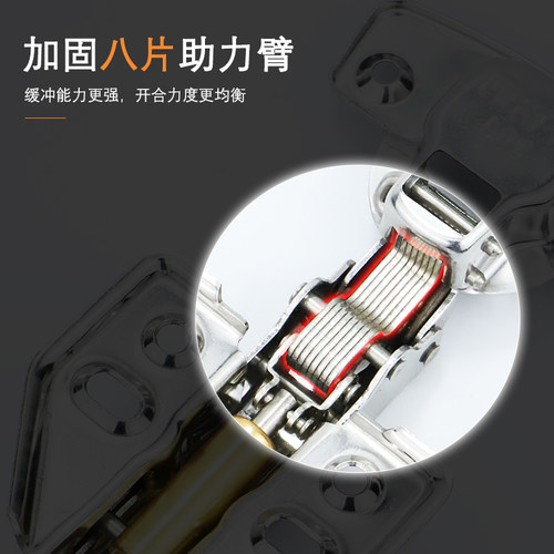 304不锈钢液压阻尼缓冲铰链 橱柜衣柜门大弯中弯飞机合页弹簧配件 - 图1