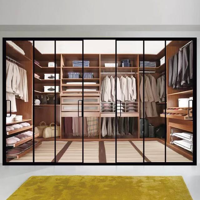 Aluminum alloy kitchen sliding door triple-link bathroom extremely narrow frame partition hanging rail door tempered glass balcony door