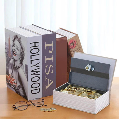 书本保险箱带锁密码盒子储钱罐收纳存钱罐家用的柜盒钱箱小型儿童 - 图3