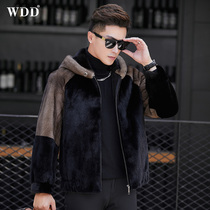 Winter new US imported mink fur coat mens short-and-cap whole mink mink fur fur trendy jacket