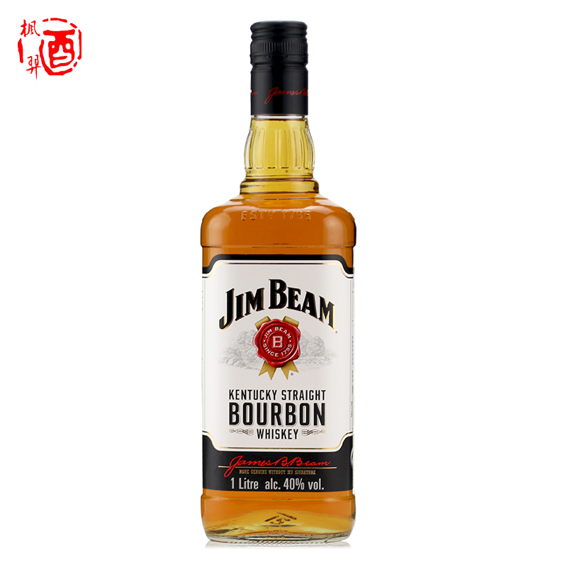 波本威士忌 JimBeam洋酒大金宾进口肯塔基州白占边威士忌酒1000ml-图0