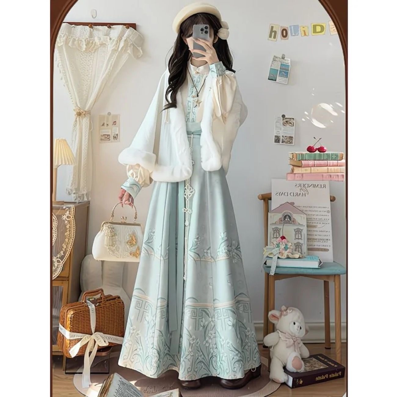 大码汉服女胖mm200斤明制汉元素新中式汉洋折衷加厚斗篷秋冬套装,淘宝优惠券,粉丝福利购,淘宝优惠卷