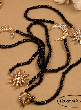 青岛HD中古玻璃珠双星月项链