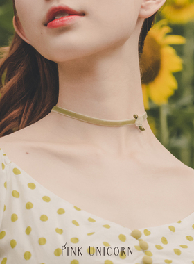 pinkunicorn牛油果绿绿色锁骨链