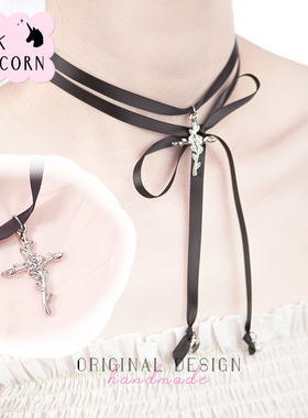 Pinku法式绑带choker女