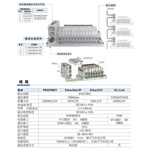 AirTac/亚德客6D系列集成阀组6D05H12F-J06BS12CPN1带通信模块-图1