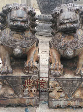 仿古摆件石狮子动物做旧门墩