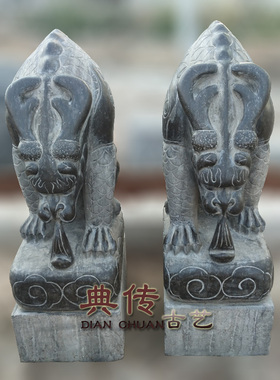 仿古石雕青石做旧吸水兽动物摆件