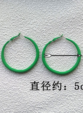 s925银针大耳圈韩国金属喷漆个性彩色耳环圆圈显脸小网红潮流耳饰