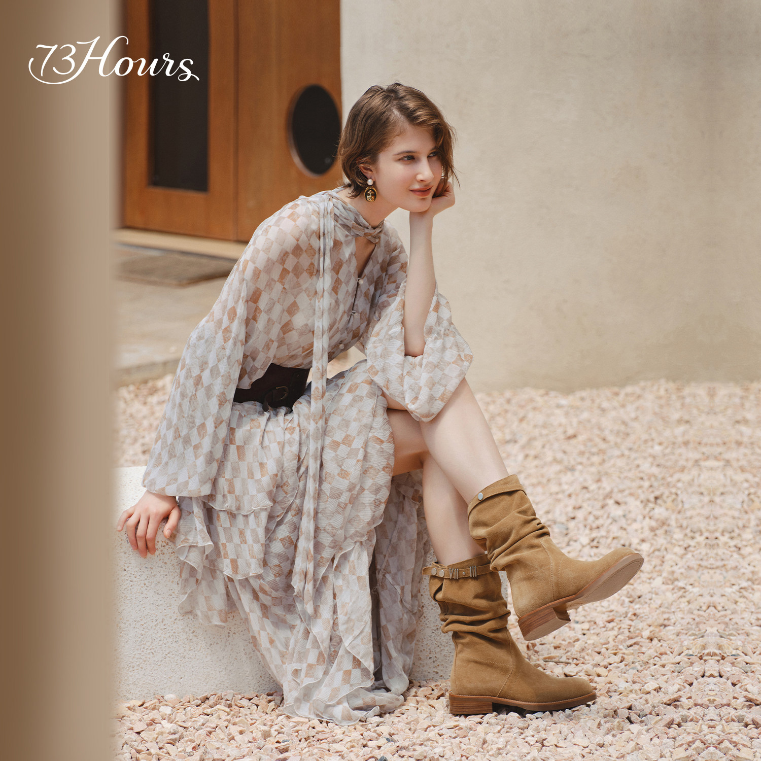 73hours女鞋游牧骑士2025冬季新款尖头牛仔西部靴美拉德堆堆靴女,淘宝优惠券,粉丝福利购,淘宝优惠卷