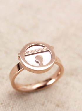 叮当猫贝壳戒指玫瑰金女时尚