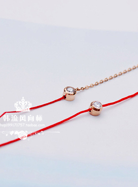 命年牛年单钻红绳手链女钛钢18K玫瑰金编织情侣手绳不掉色防过敏