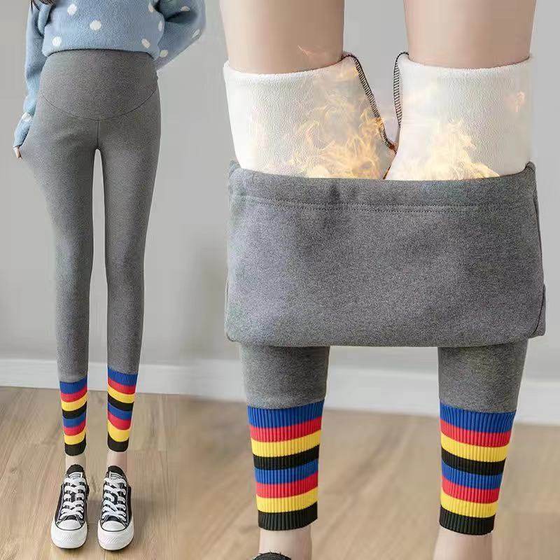 孕妇春秋时尚潮妈加绒加厚保暖裤子冬长裤彩虹拼接打底裤铅笔裤潮,淘宝优惠券,粉丝福利购,淘宝优惠卷