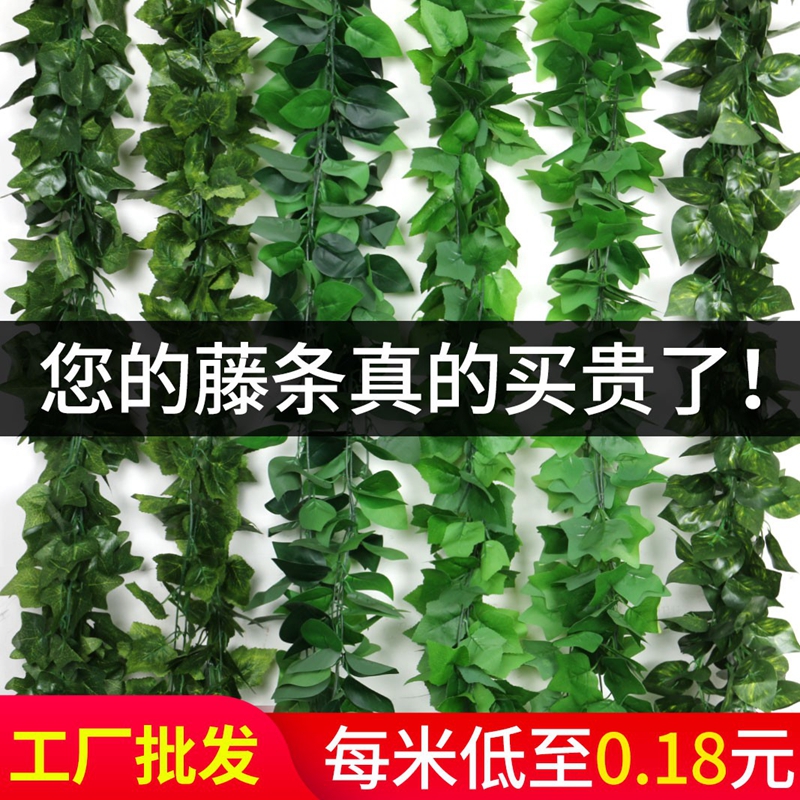 假绿叶仿真藤条葡萄叶树叶塑料藤蔓室内吊顶装饰花藤树藤绿植落地 - 图2