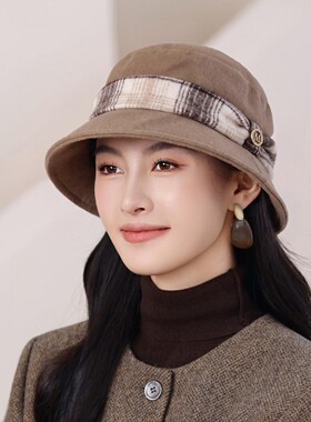 女秋冬季妈妈保暖毛呢盆帽礼帽