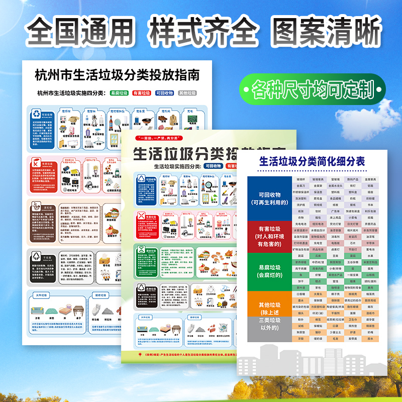 垃圾分类标识贴纸大垃圾桶其他易腐不可回收有害厨余干湿其它其余生活图国标环卫标签指示户外说明杭州标志牌