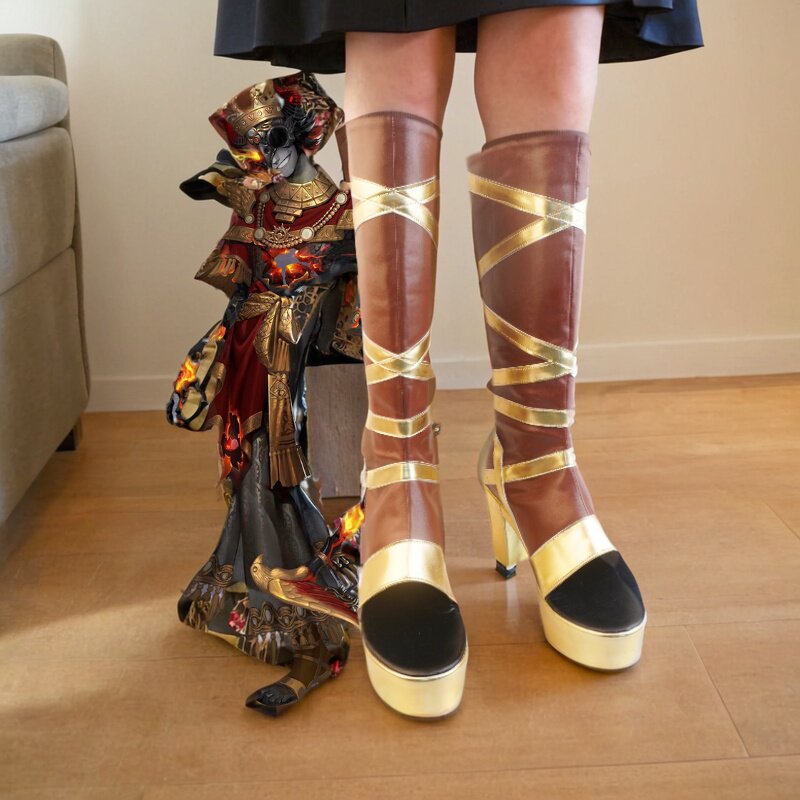 第五人格cos愚人金-罪恶熔火cosplay鞋金皮时装动漫游戏增高定制