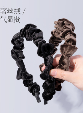 momoup缎面绒面蝴蝶结甜美发箍卡