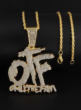 Luxurious Ice Crystal Zirconia Letter Otf Letter Pendant Nec