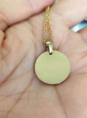 10pcs 304 Stainless Steel Necklace Round Disc Circle Pendant
