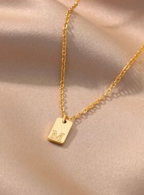 Square Necklaces For Women Men Gold Color Stainless