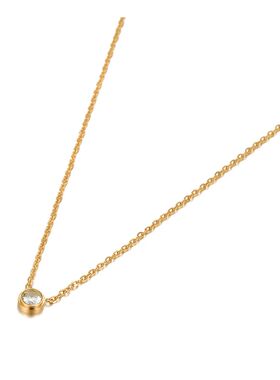 Titanium Stainless Steel Round CZ Crystal Charm Choker Neckl