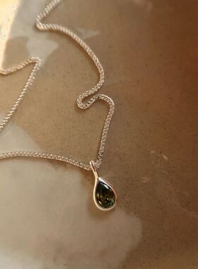 Stamp Water Drop Pendant Sweater Necklace Charm Women Girl I