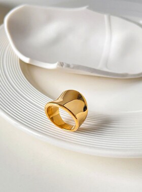 Minimalism Solid Gold Plated Chunky Rings for Female Stainle