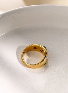 Color Cubic Zirconia Diamonds Stainless Steel Ring for Women