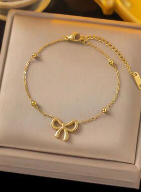Classic Stainless Steel Bow Charm Necklace Bracelets Earring