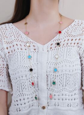 Stylish simple Lucky 20 Double sided stone five-leaf flower