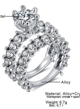 Elegant Zircon Ring Jewelry Silver Color Engagement Wedding