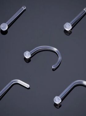 10-100pcs Clear Acrylic Nose Ring Stud Transparent Invisible