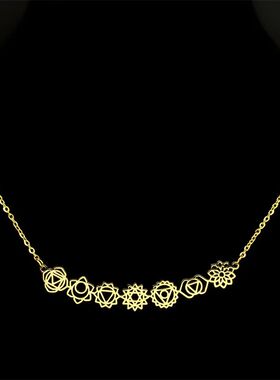 Yoga 7 Chakra Birth Flower Pendant Necklace for Women Girls