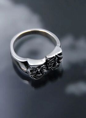 New Ghost Vintage Thai Silver Skull Head Ring for Women Men