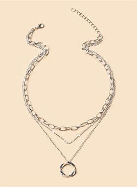 New Gold Color Multi Layered Chains Necklace for Women Girls