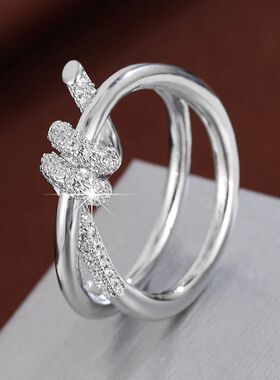 Fashion Classic Knot Shaped Ring Women'S Cz Copper Ring For